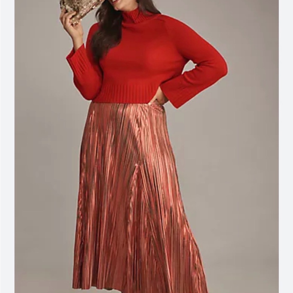 Anthropologie Shimmering Red Maxi Skirt